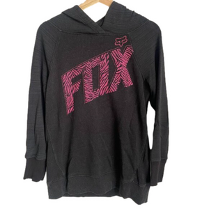 Fox Y2K Black Racing Hoodie Men's Size Small Graphic Logo Pullover